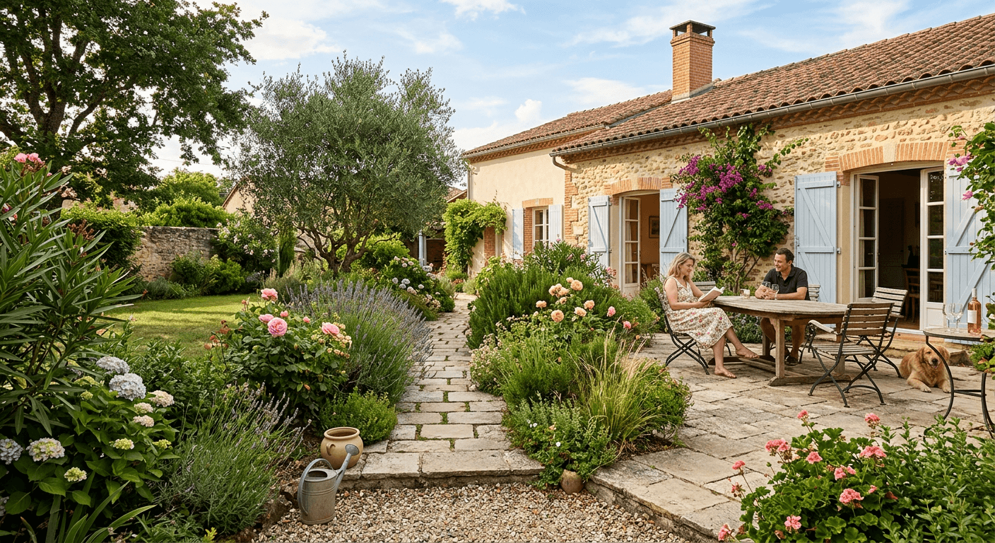 Terrasse et jardin de maison familiale à Toulouse